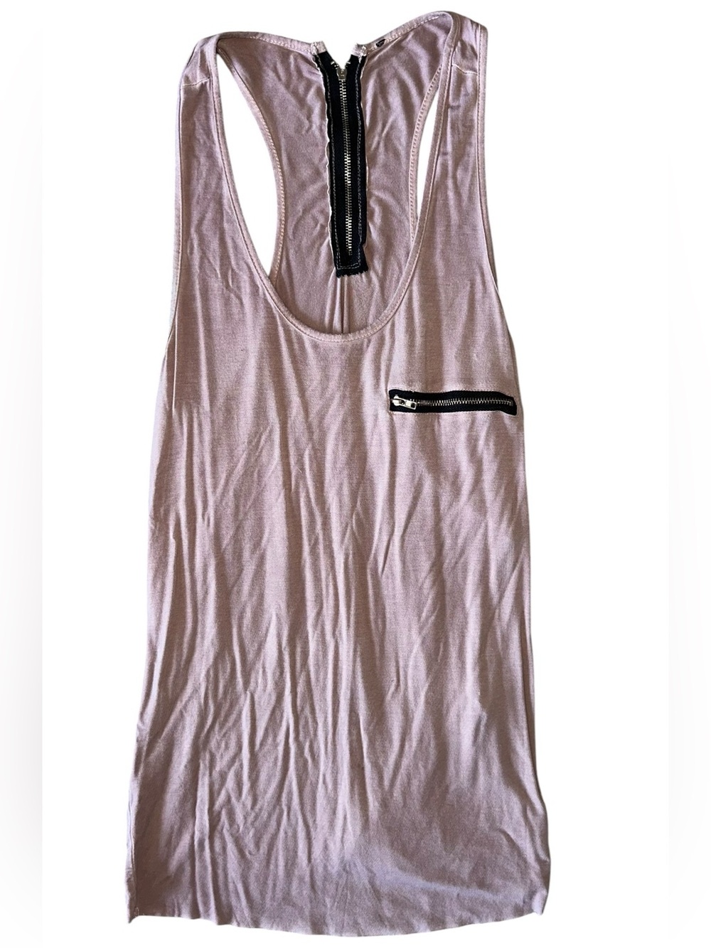 Sleeveless Light Pink Racerback Tank with Zip Accents